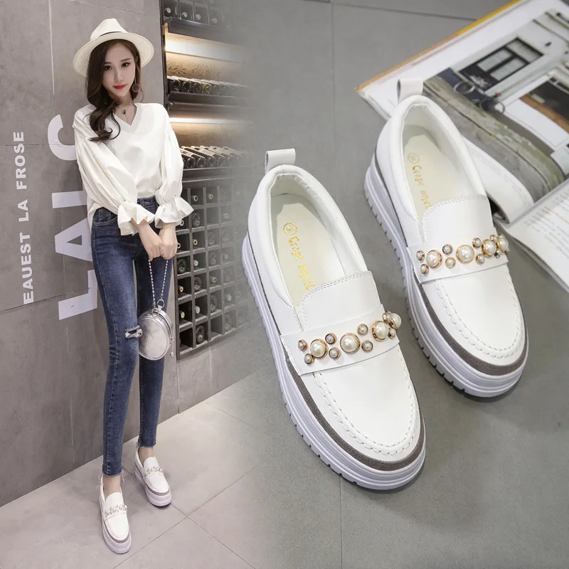 2019 WOMEN'S Shoes Spring And Autumn New Style College Style Pearl Thick Bottomed Platform Shoes Women's Lace-up Women's College
2019 WOMEN'S Shoes Spring And Autumn New Style College Style Pearl Thick Bottomed Platform Shoes Women's Lace-up Women's College