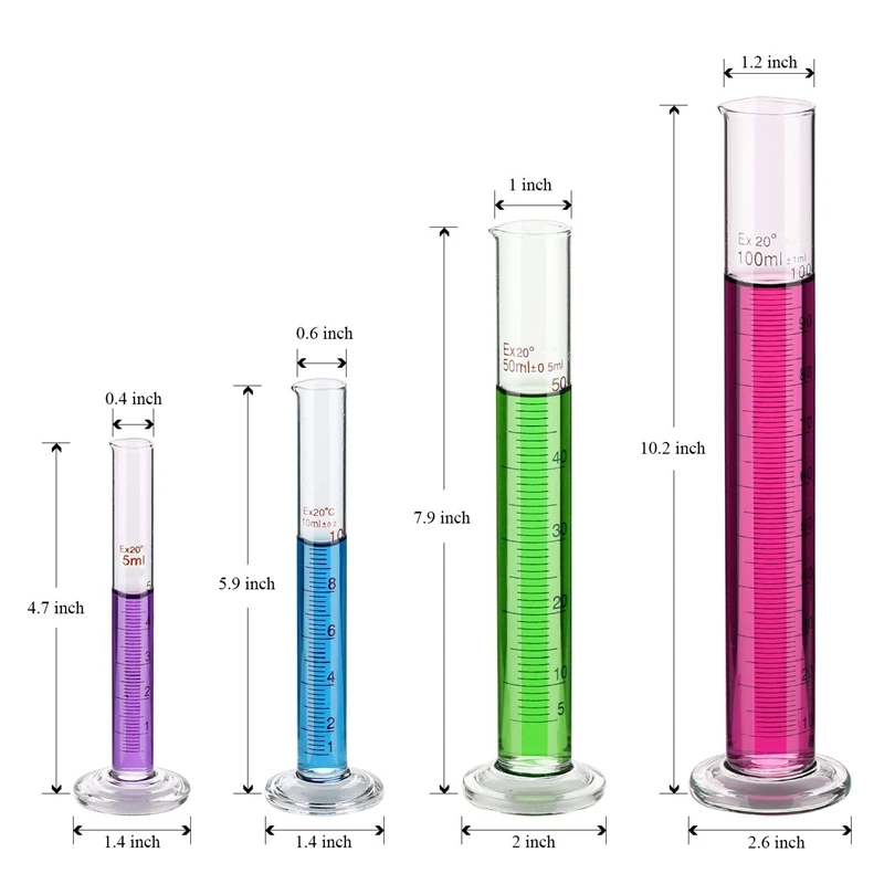 Glass Graduated Cylinder Set - 100 Ml 50 Ml 10 Ml 5 Ml Measuring Cylinder Set with 2 Glass Stirring Rods, 2 Droppers - Borosilic
Glass Graduated Cylinder Set - 100 Ml 50 Ml 10 Ml 5 Ml Measuring Cylinder Set with 2 Glass Stirring Rods, 2 Droppers - Borosilic