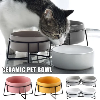 Ceramic Raised Cat Bowl Pet Food Bowl with Metal Stand Protect Cervical Spine Pet Feeding Food or Water Bowls H88F 
Ceramic Raised Cat Bowl Pet Food Bowl with Metal Stand Protect Cervical Spine Pet Feeding Food or Water Bowls H88F
