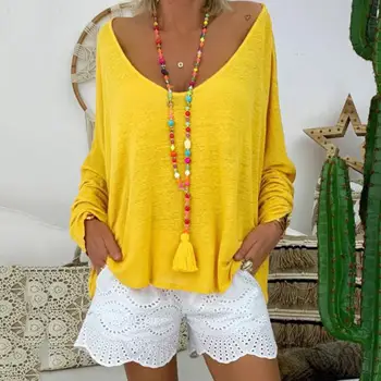 2020 New Women Fashion Long Sleeve Casual Loose T-Shirt Hot Women's Large Neckline Solid Color Top
2020 New Women Fashion Long Sleeve Casual Loose T-Shirt Hot Women's Large Neckline Solid Color Top