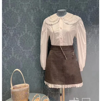 Svoryxiu Designer High-End Autumn Vintage White Blouse Shirt Women's luxury Three Layers Embroidery Peter Pan Collar Blouse
Svoryxiu Designer High-End Autumn Vintage White Blouse Shirt Women's luxury Three Layers Embroidery Peter Pan Collar Blouse