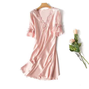 Rayon Nightgown Women Short Sleeve Sexy Lace Cool Silk Nightwear Big Size Casual Boudoir Lingerie 2020 Fashion Pyjama
Rayon Nightgown Women Short Sleeve Sexy Lace Cool Silk Nightwear Big Size Casual Boudoir Lingerie 2020 Fashion Pyjama