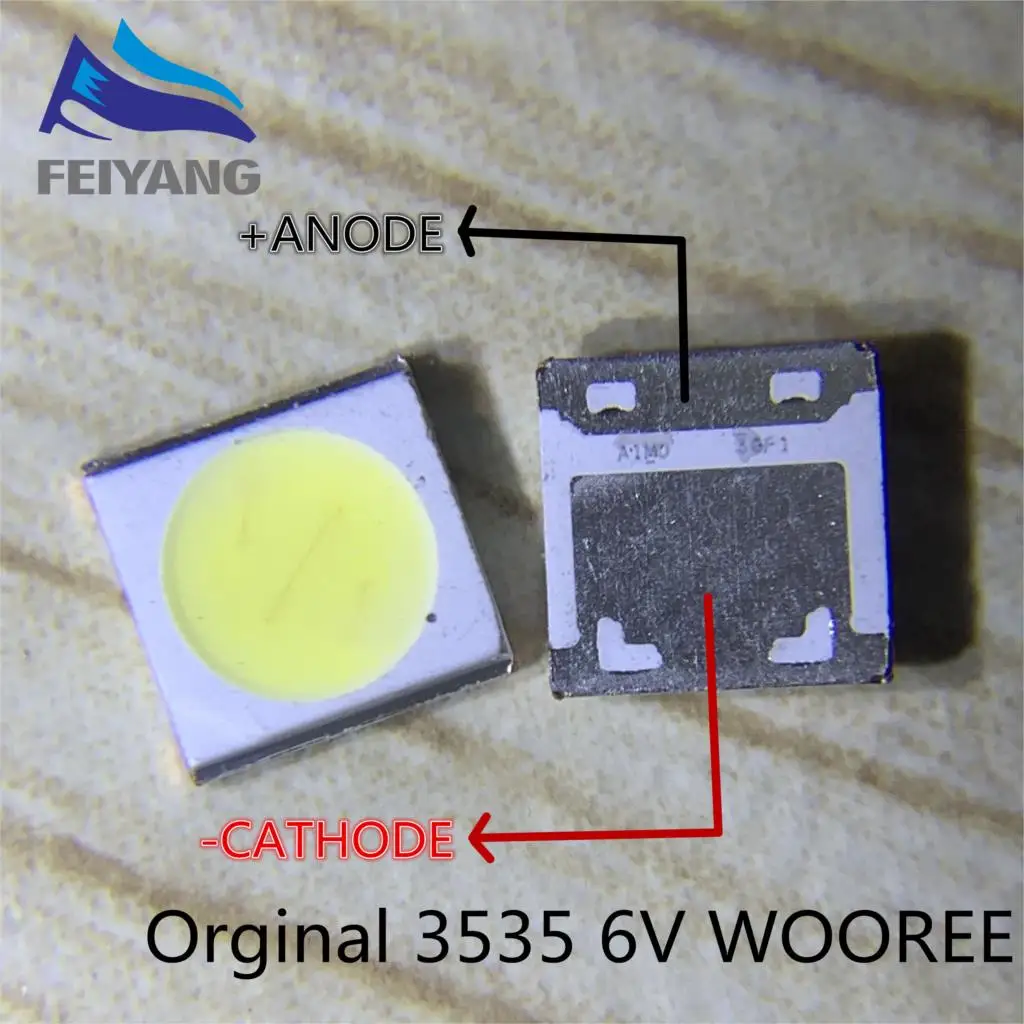 50PCS WOOREE LED Backlight 2W 6V 3535 150LM Cool white WM35E2F-YR09B-eA LCD for TV Application | Электронные компоненты и