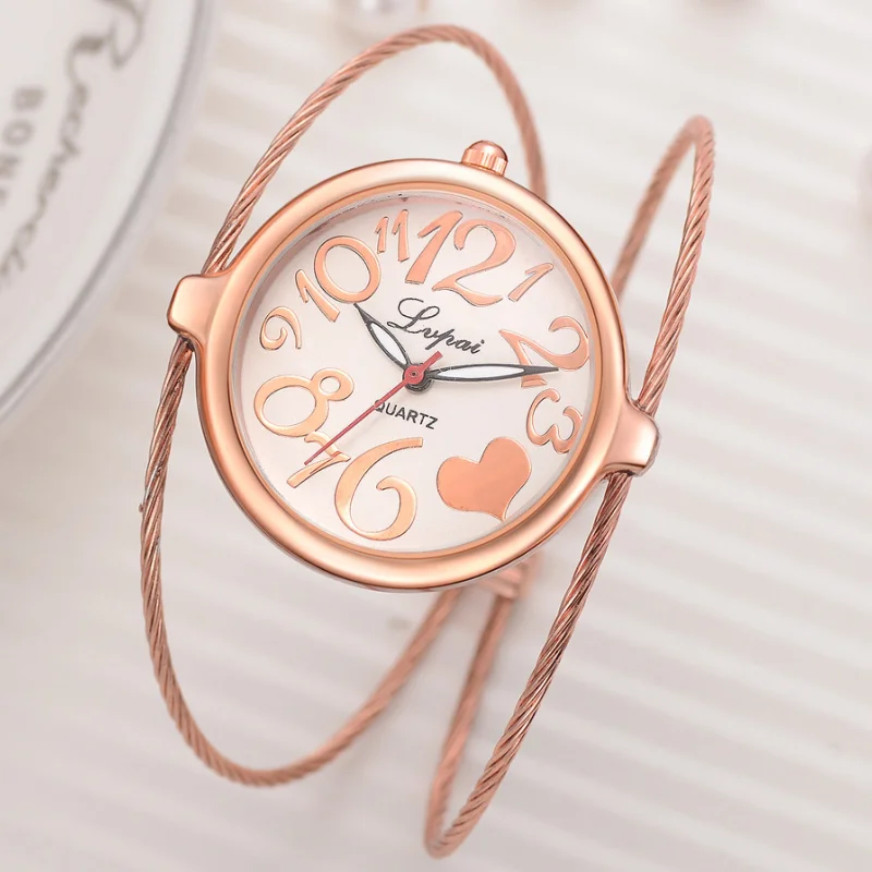 

Ladies Bracelet Clocks New Brushed Delicate Large Dial Big Number Caring Hand Surface Quartz Women Watches Gift Zegarki Damskie