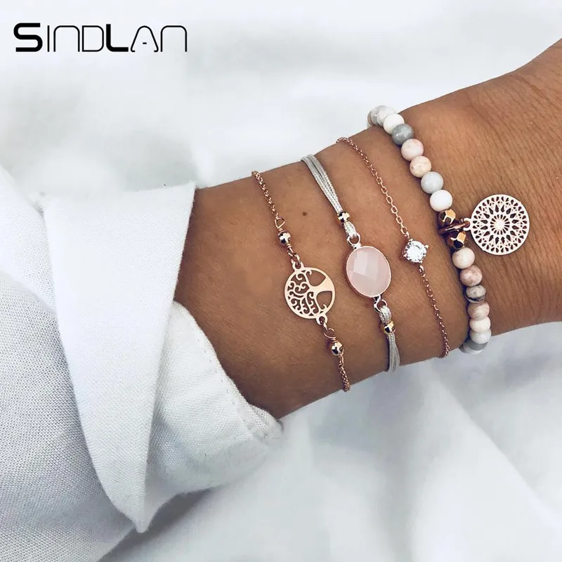 Sindlan 4PCs Colorful Beads Pink Crystal Bracelets Set Bohemia Life Tree Rhinestone Hollow Flower Wrist Bracelet for Women Jewel
Sindlan 4PCs Colorful Beads Pink Crystal Bracelets Set Bohemia Life Tree Rhinestone Hollow Flower Wrist Bracelet for Women Jewel
