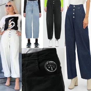 2020 Spring Summer Autumn Women's Button Washed High Waisted Ankle-length Pants Wide Leg Straight Jeans Pant M6
2020 Spring Summer Autumn Women's Button Washed High Waisted Ankle-length Pants Wide Leg Straight Jeans Pant M6