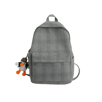 Girls Japanese plaid cotton and linen schoolbag female Korean version of ins college campus literary backpack 
Girls Japanese plaid cotton and linen schoolbag female Korean version of ins college campus literary backpack