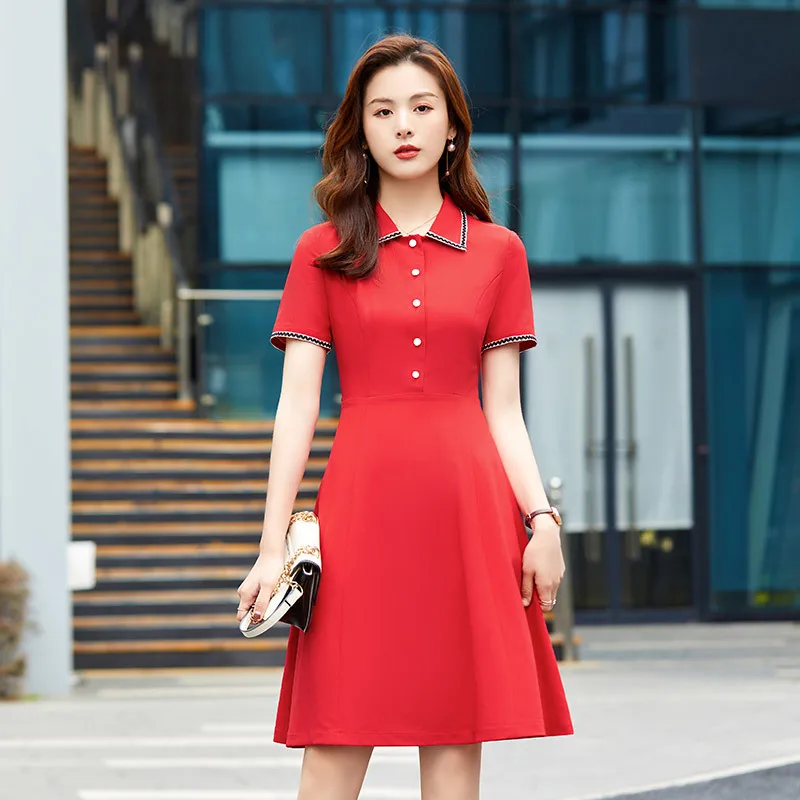 2021 Летние Элегантные красные платья с короткими рукавами форма стилей платье для