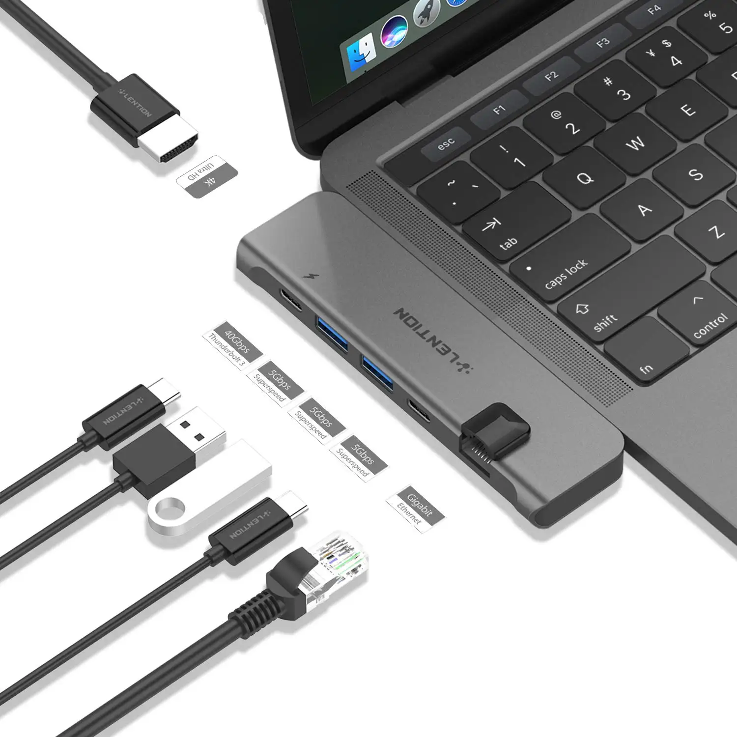 USB C Hub with 40Gbps Thunderbolt 3, 60W Power Delivery, 4K HDMI, 2 USB 3.0, Type C, Gigabit Ethernet Adapter for New Mac Air
USB C Hub with 40Gbps Thunderbolt 3, 60W Power Delivery, 4K HDMI, 2 USB 3.0, Type C, Gigabit Ethernet Adapter for New Mac Air