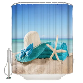Waterproof Polyester Fabric Shower Curtain Beach Hat Towel Starfish Blue Shower Curtain
Waterproof Polyester Fabric Shower Curtain Beach Hat Towel Starfish Blue Shower Curtain