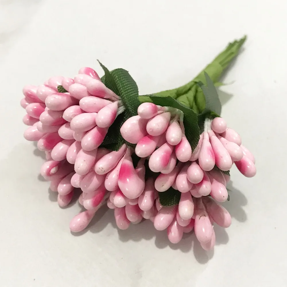 Description Picture 4 of item6/8/10/12/24/200pcs Pink Hybrid Flower Cherry Stamen Berries Bundle DIY Cake Christmas Wedding Gift Box Wreaths Decor