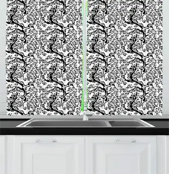 Black and White Bear Kitchen Curtains Pandas in The Foliage and Tree Branches Forest Setting Monochrome Doodle for Kitchen Cafe
Black and White Bear Kitchen Curtains Pandas in The Foliage and Tree Branches Forest Setting Monochrome Doodle for Kitchen Cafe