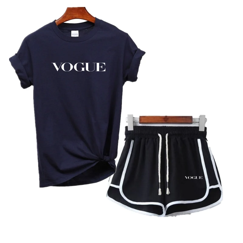 Zomer Sport Pak Vrouwen Mode Повседневная футболка Kleding Katoenen шорты Merk 'S Su|Футболки| |