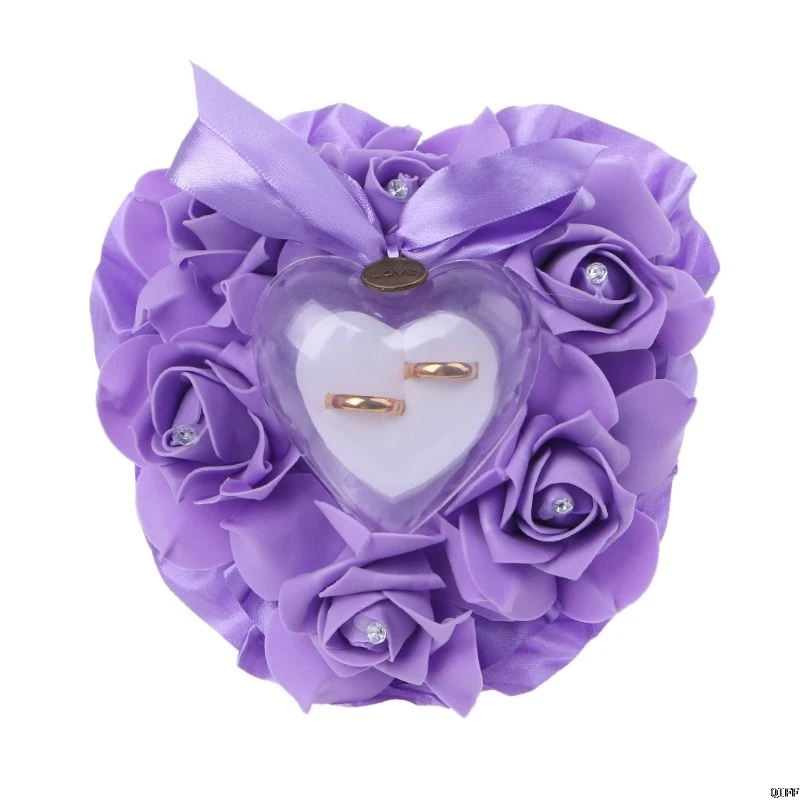 romantic rose wedding favors heart shape rhinestone gift ring