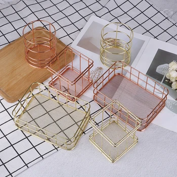 Dressing Table Makeup Cosmetic Organizer Box Rose Gold Iron Art Nordic Makeup Organizer Basket Eyeliner Brush Set Storage Cup 
Dressing Table Makeup Cosmetic Organizer Box Rose Gold Iron Art Nordic Makeup Organizer Basket Eyeliner Brush Set Storage Cup