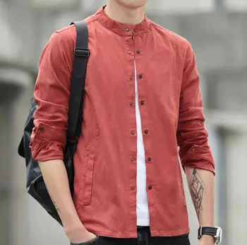 Spring and autumn new men's stand-up collar slim solid color shirt maa1 men's casual long-sleeved shirt AM968-25
Spring and autumn new men's stand-up collar slim solid color shirt maa1 men's casual long-sleeved shirt AM968-25