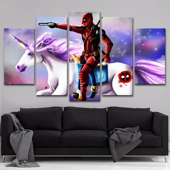 5 Pieces Movie Deadpool Character And Unicorn Poster Modern Living Room Wall Decorative Framework Canvas Print Painting Picture
5 Pieces Movie Deadpool Character And Unicorn Poster Modern Living Room Wall Decorative Framework Canvas Print Painting Picture