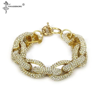 Hip Hop Iced Out AAA CZ Twisted Oval Cuban Link Chain Bracelet Big Clasp Gold Silver Color Zircon Bracelets Jewelry For Female
Hip Hop Iced Out AAA CZ Twisted Oval Cuban Link Chain Bracelet Big Clasp Gold Silver Color Zircon Bracelets Jewelry For Female