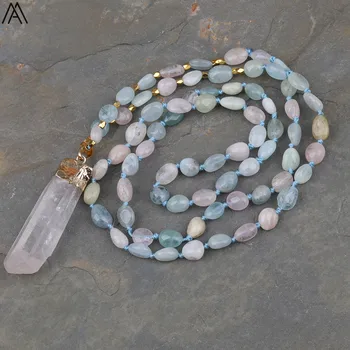 Natural Rough White Quartz Point Pendant Pink Quartz Aquamarines Nugget Chip Beads Cord Knotted Handmade Necklace Women Jewelry 
Natural Rough White Quartz Point Pendant Pink Quartz Aquamarines Nugget Chip Beads Cord Knotted Handmade Necklace Women Jewelry