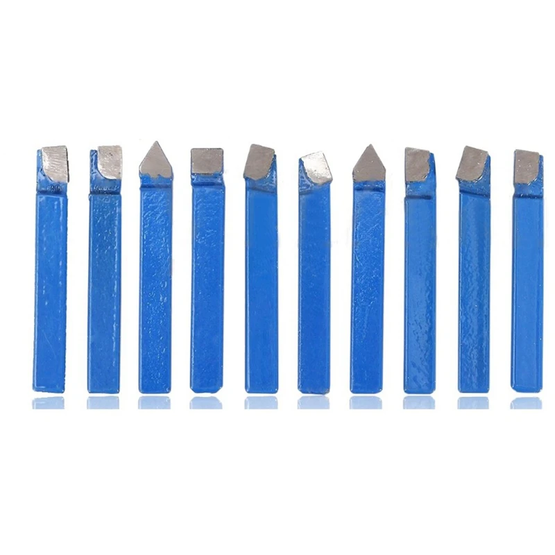 10Pcs Blue Carbide Lathe Tool Bit 1/4Inch Metal Tip Tipped Cutter Set For Cnc Tools
10Pcs Blue Carbide Lathe Tool Bit 1/4Inch Metal Tip Tipped Cutter Set For Cnc Tools
