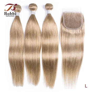 Bobbi Collection 2/3 Bundles with Lace Closure Color 8 Ash Blonde #27 Honey Blonde Indian Straight Non-Remy Human Hair 16"-24" 
Bobbi Collection 2/3 Bundles with Lace Closure Color 8 Ash Blonde #27 Honey Blonde Indian Straight Non-Remy Human Hair 16"-24"