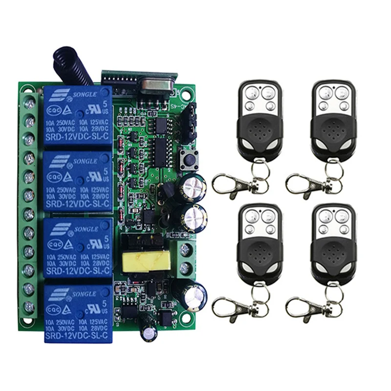AC110V 220V 230V 4CH 4 CH Radio Controller RF Wireless Push Remote Control Switch Transmitter+Receiver garage door/window/lamp 
AC110V 220V 230V 4CH 4 CH Radio Controller RF Wireless Push Remote Control Switch Transmitter+Receiver garage door/window/lamp