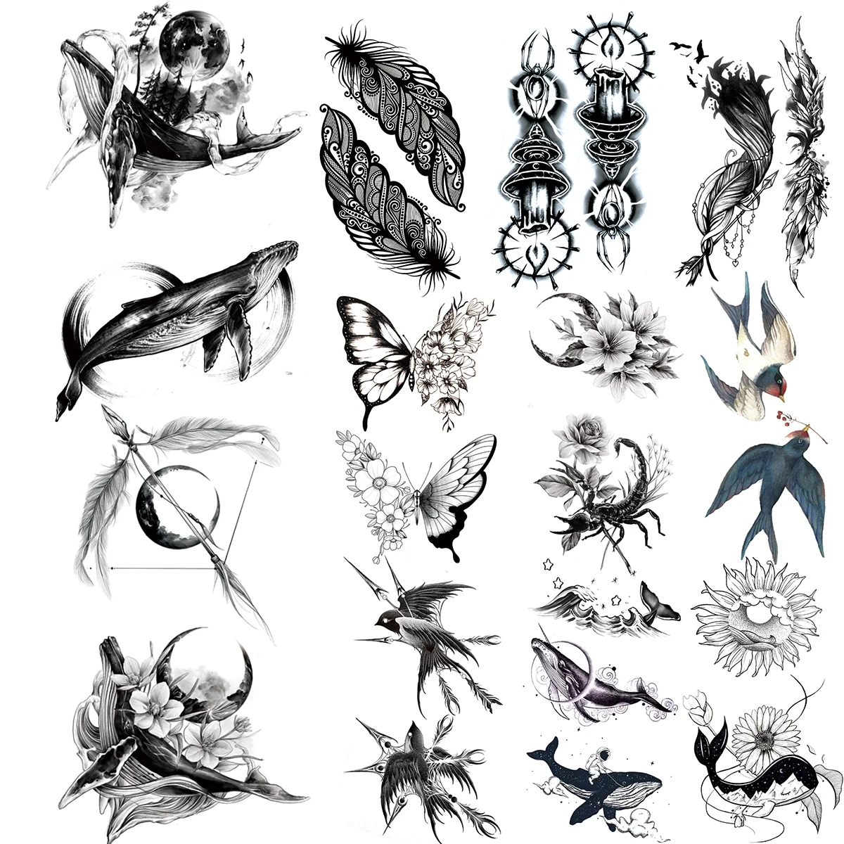 Реалистичный черный Кит Временные татуировки для взрослых женщин с перьями и бабочкой в поддельные наклейки-тату на руку, переводятся с помощью воды татуировки
Реалистичный черный Кит Временные татуировки для взрослых женщин с перьями и бабочкой в поддельные наклейки-тату на руку, переводятся с помощью воды татуировки