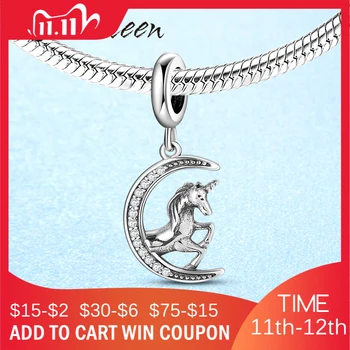 Fairy 925 Sterling Silver Unicorn on moon pendants for Jewelry Making fits Original europeu Charm Bracelets DIY Gifts
Fairy 925 Sterling Silver Unicorn on moon pendants for Jewelry Making fits Original europeu Charm Bracelets DIY Gifts