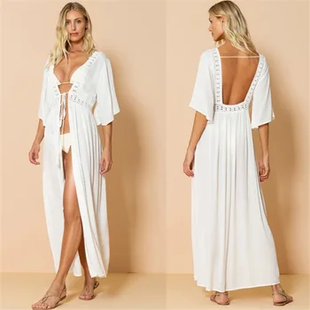 Tunic Cover-ups White Chiffon Lace Tunic Beach Long Dress Summer Women Beachwear Sexy V-Neck Backless Swimsuit Cover Up
Tunic Cover-ups White Chiffon Lace Tunic Beach Long Dress Summer Women Beachwear Sexy V-Neck Backless Swimsuit Cover Up