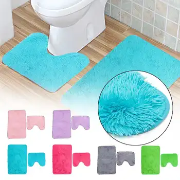 Shaggy Anti-slip Toilet Bath Mats Set Coral Fleece Absorbent Bathroom Carpet Pedestal Rug tapis salle de bain
Shaggy Anti-slip Toilet Bath Mats Set Coral Fleece Absorbent Bathroom Carpet Pedestal Rug tapis salle de bain
