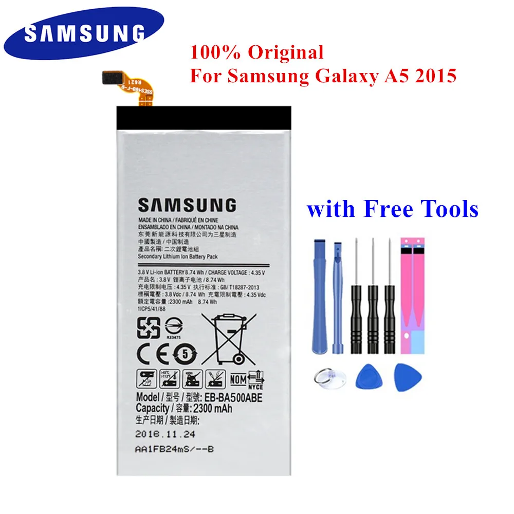 Оригинальная Аккумуляторная батарея для Samsung Galaxy A5 (2015) A500 EB-BA500ABE A500FU A500M A500Y A500YZ