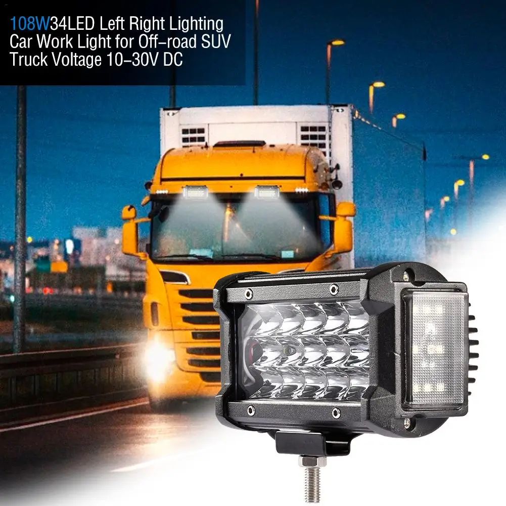 108W 34LED Lighting Car Work Light P68 Waterproof 270 Degree Spot 6000K Cold White Light For Off-road SUV Truck 10-30V DC
108W 34LED Lighting Car Work Light P68 Waterproof 270 Degree Spot 6000K Cold White Light For Off-road SUV Truck 10-30V DC