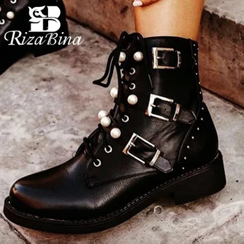 RIZABINA Women Flat Heel Boots Buckle Beads Woman Ankle Boots Fashion Cool Winter Shoes Party Woman Footwear Size 36-41 
RIZABINA Women Flat Heel Boots Buckle Beads Woman Ankle Boots Fashion Cool Winter Shoes Party Woman Footwear Size 36-41