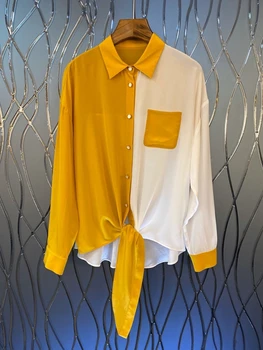 2020 Spring and Autumn New Style Women's Versatile Fold-down Collar Pocket Knot Mixed Colors Shirt 0320
2020 Spring and Autumn New Style Women's Versatile Fold-down Collar Pocket Knot Mixed Colors Shirt 0320