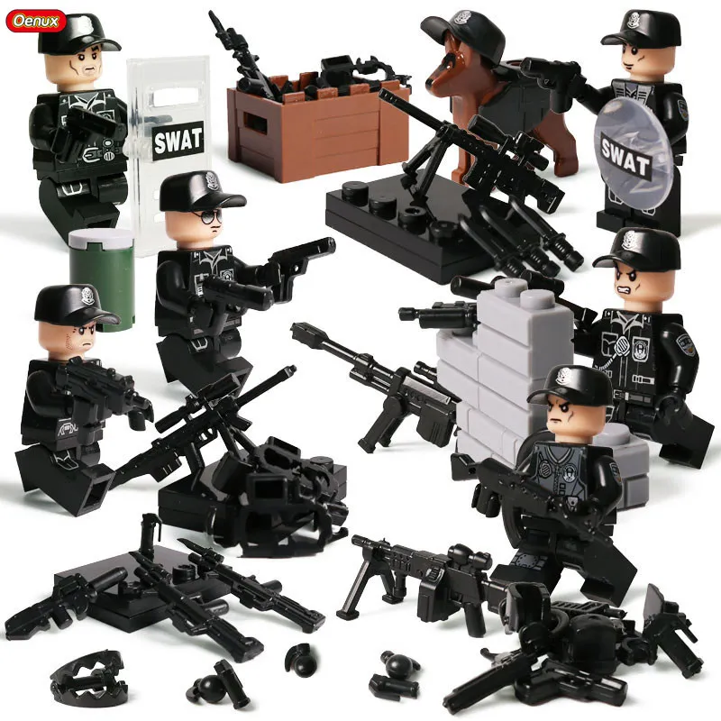Oenux 6PCS Modern Mini City Police Soldiers Figures Building Block Brick Compatible With Legoings Educational Toy For Children
Oenux 6PCS Modern Mini City Police Soldiers Figures Building Block Brick Compatible With Legoings Educational Toy For Children