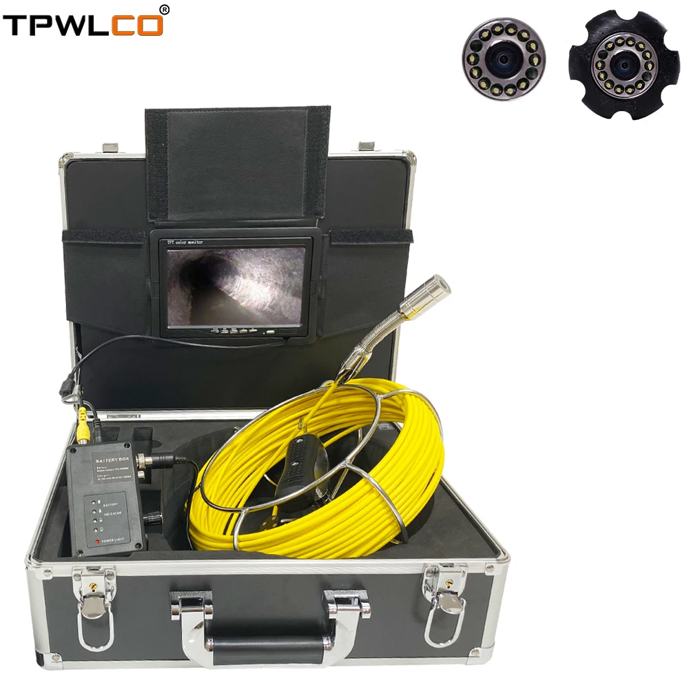 

23mm 20/30/40/50m Cable 7" Pipe Inspection Video Camera Industrial Endoscope Drain Sewer Pipeline System Support DVR Function