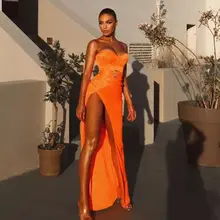 Sweetheart Orange Women Prom Gown High Split Straight Evening Party Dresses Vestido Longo Robe De Soirée Femme
Sweetheart Orange Women Prom Gown High Split Straight Evening Party Dresses Vestido Longo Robe De Soirée Femme