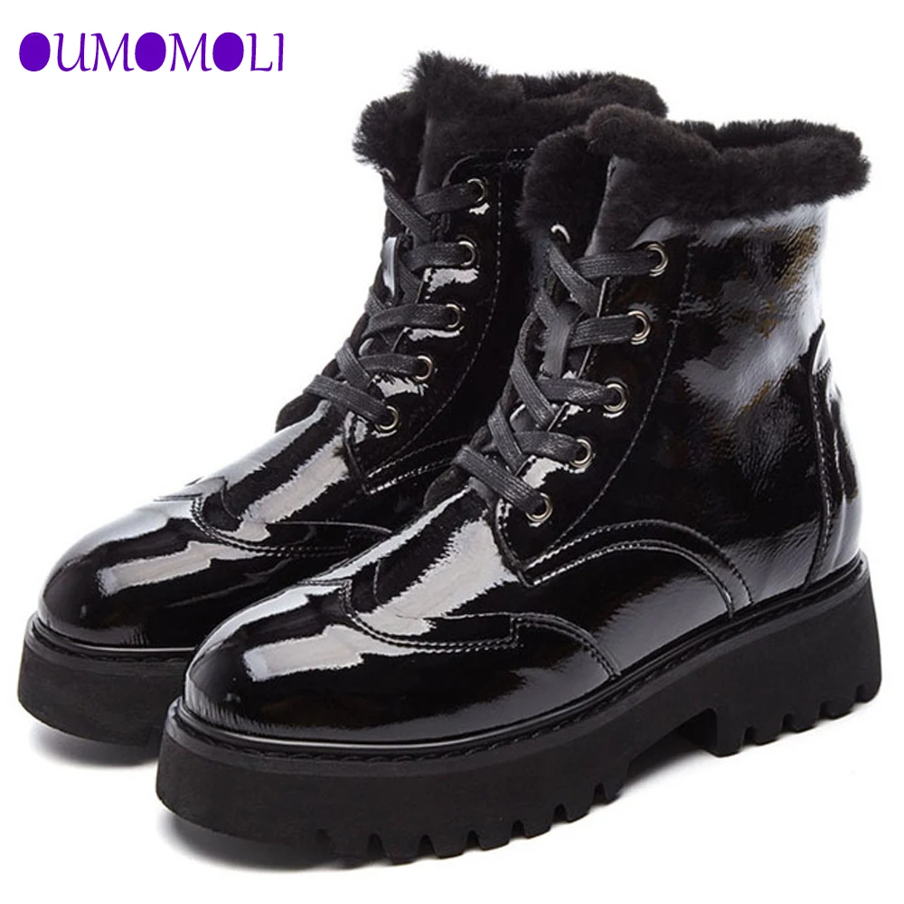 Plus velvet snow boots female 2019 winter new wool boots patent leather non-slip Lace-Up Wedges cotton boots J281
Plus velvet snow boots female 2019 winter new wool boots patent leather non-slip Lace-Up Wedges cotton boots J281
