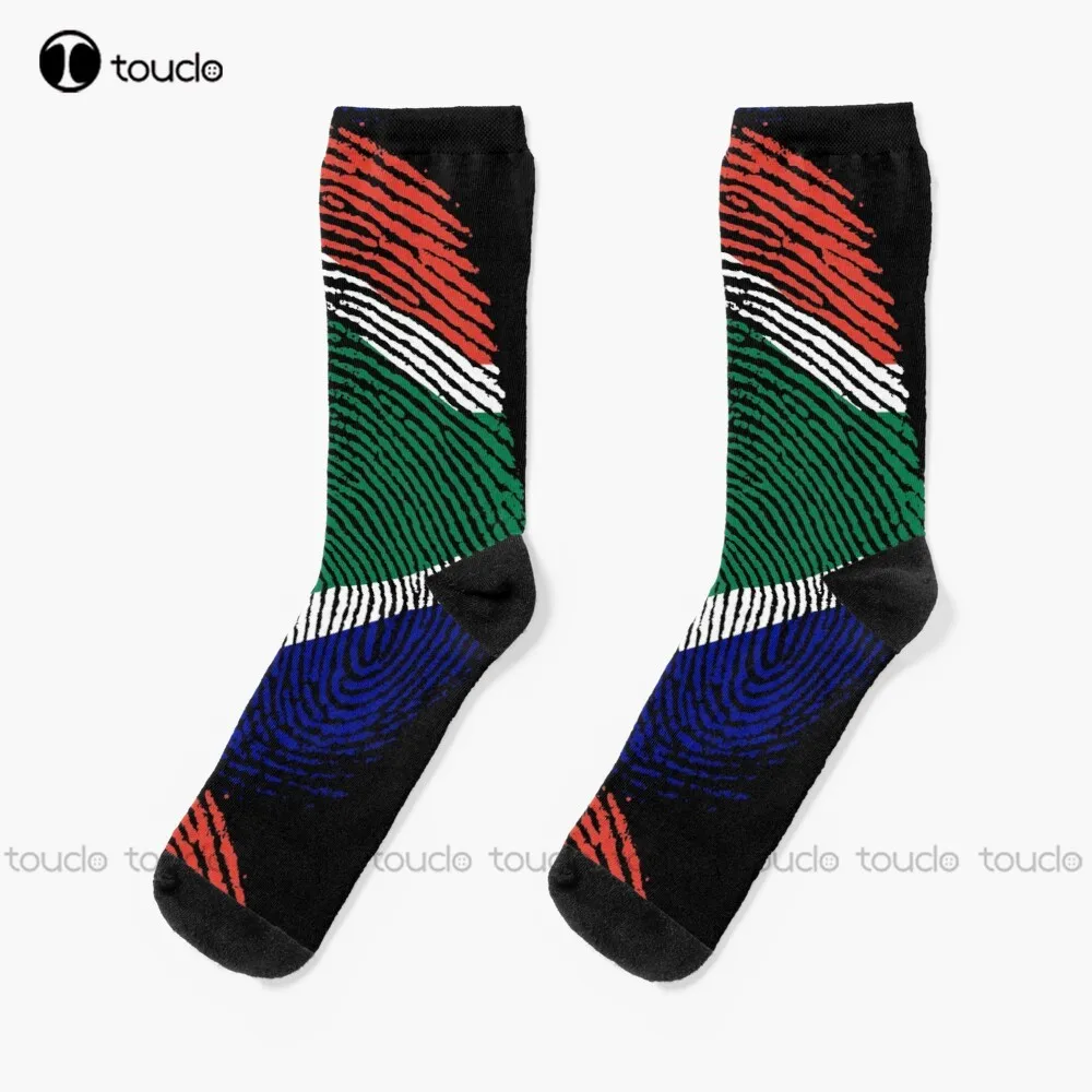 

Fingerprint Flag - South Africa Socks Unisex Adult Teen Youth Socks Personalized Custom 360° Digital Print Hd High Quality