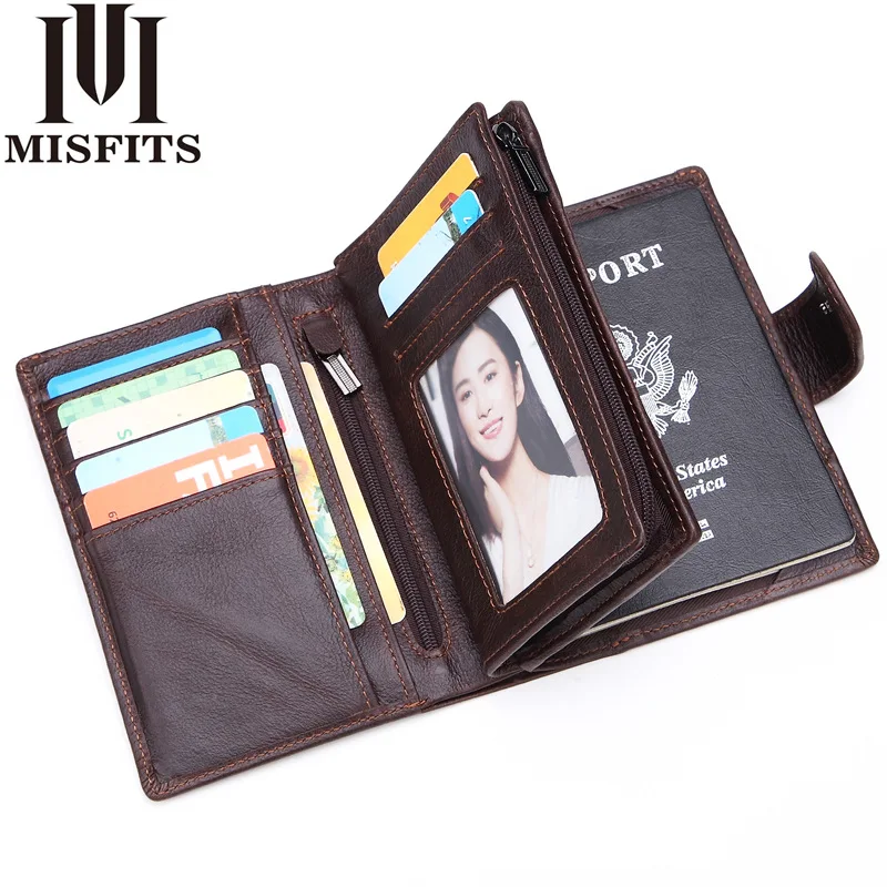 MISFITS Genuine Leather Men's Passport Cover Wallet Large Capacity Passport Holder Coin Purse Men Organizer Wallets Card Holder
MISFITS Genuine Leather Men's Passport Cover Wallet Large Capacity Passport Holder Coin Purse Men Organizer Wallets Card Holder