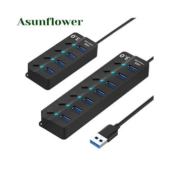4/7 Port USB 3.0 Hub 5Gbps High Speed On/Off Switches AC Power Adapter for PC Computer USB Splitter for MacBook Pro Air 13" 15"
4/7 Port USB 3.0 Hub 5Gbps High Speed On/Off Switches AC Power Adapter for PC Computer USB Splitter for MacBook Pro Air 13" 15"