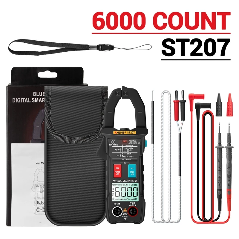 ST207 Digital Bluetooth Professional Bluetooth Clamp Meter 6000 Count DC/AC True RMS Multimeter Hz Capacitance Voltage Tester
ST207 Digital Bluetooth Professional Bluetooth Clamp Meter 6000 Count DC/AC True RMS Multimeter Hz Capacitance Voltage Tester