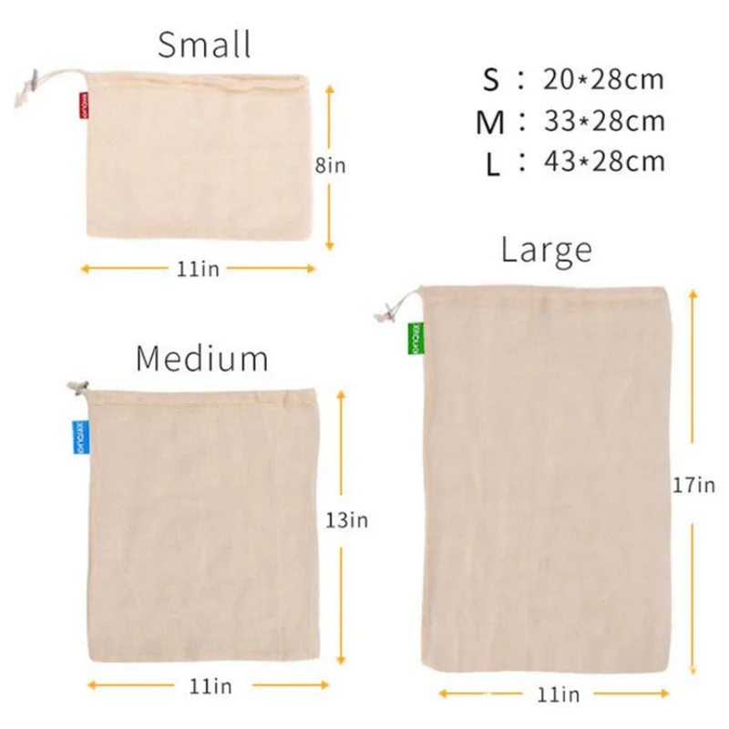 1 PC Cotton Mesh Vegetables Storage Bags for Kitchen Eco-friendly Fruit Organization Bag with Drawstring Reusable Washable
1 PC Cotton Mesh Vegetables Storage Bags for Kitchen Eco-friendly Fruit Organization Bag with Drawstring Reusable Washable