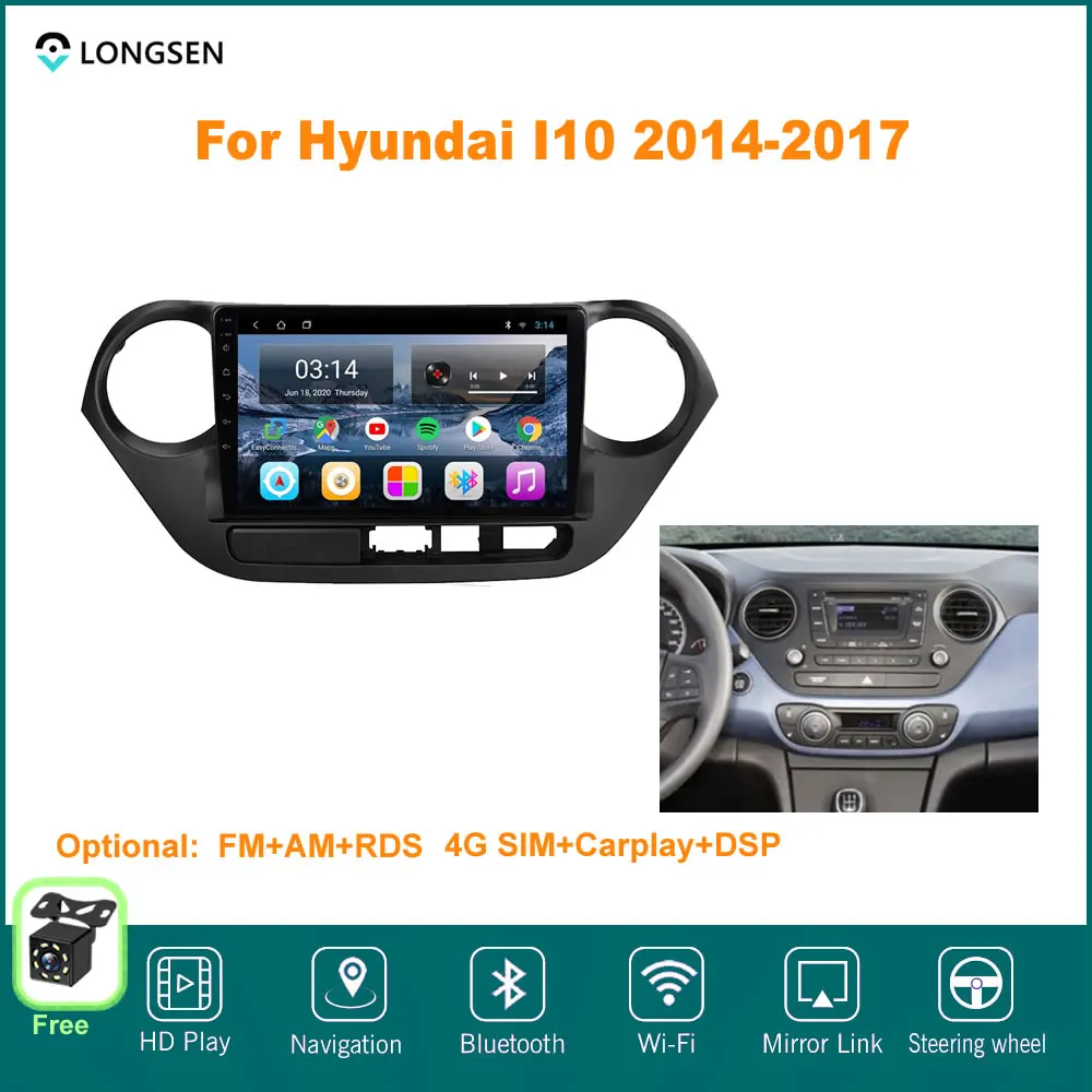 9 "Android 10 для Hyundai I10 2014 2015 2016 2017 мультимедийный видео GPS навигатор автомобильный