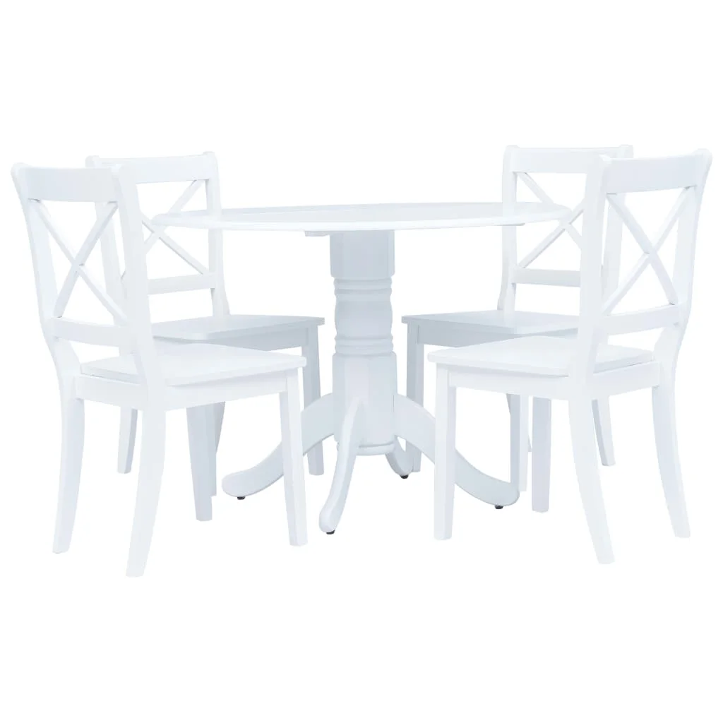 European Style Dinning Table Set 5 Pieces Solid White Rubber Wood Table and Chairs VidaXL White Dining Room Set High Quality 
European Style Dinning Table Set 5 Pieces Solid White Rubber Wood Table and Chairs VidaXL White Dining Room Set High Quality