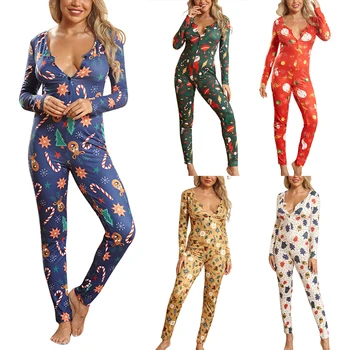 Women Long Sleeve Single Breasted One Piece Suit Female Christmas Rompers Sleepwear Pajamas Set Nightgown
Women Long Sleeve Single Breasted One Piece Suit Female Christmas Rompers Sleepwear Pajamas Set Nightgown