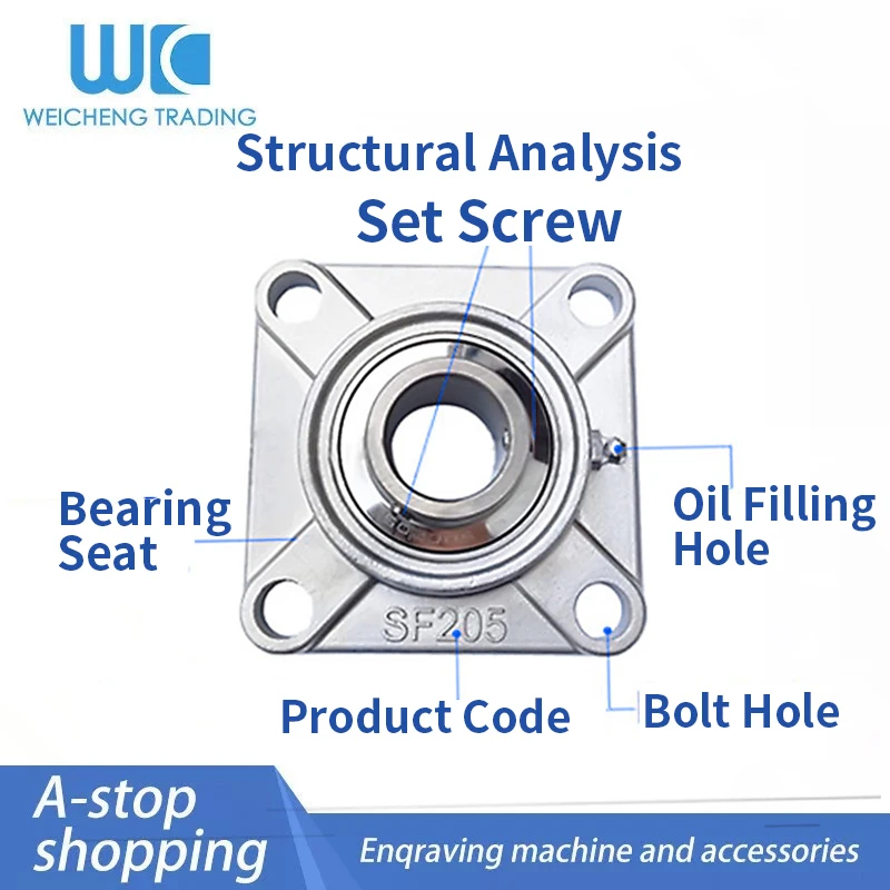 

1/2/4PC Stainless Steel Outer Spherical Square Seat Bearing SUCF204 205 206 207 UCF208 209 21012