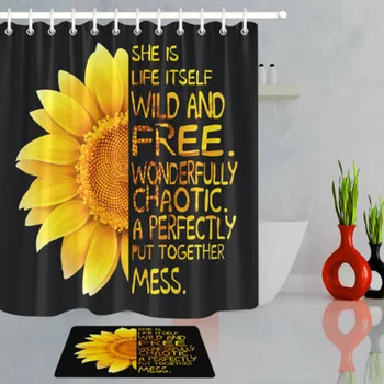 Farm Sunflower Shower Curtain Black Background Inspirational Words Slang Fabric Bath Curtains Set with Hooks Bathroom Decor 
Farm Sunflower Shower Curtain Black Background Inspirational Words Slang Fabric Bath Curtains Set with Hooks Bathroom Decor