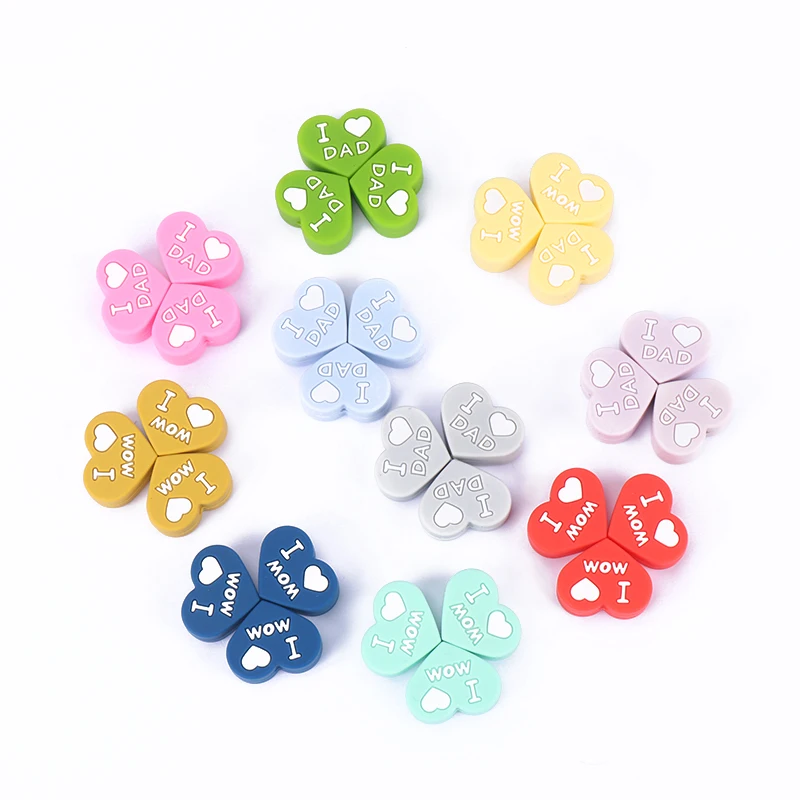 5Pcs/Lot Baby DIY Pacifier Chain Teether Chew Toy Heart Shape Letter I LOVE MOM/DAD Silicone Beads Accesories BPA Free Wholesale
5Pcs/Lot Baby DIY Pacifier Chain Teether Chew Toy Heart Shape Letter I LOVE MOM/DAD Silicone Beads Accesories BPA Free Wholesale