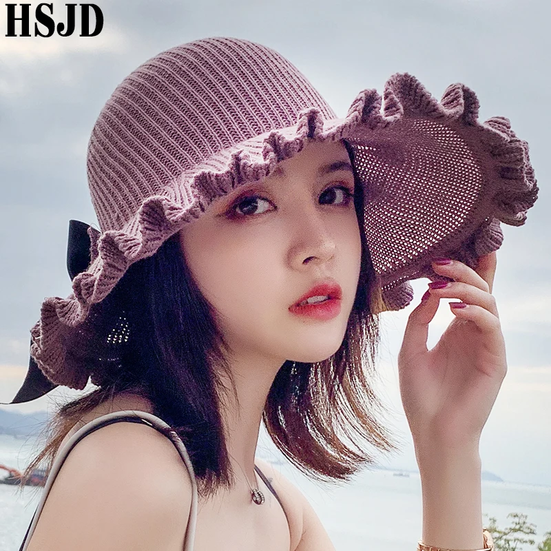 Spring Summer Large Brim Bowknot Knit Sun Hats For Women Foldable Anti-UV Beach Hat Elegant Female Empty Roof Visors Cap Bonnet
Spring Summer Large Brim Bowknot Knit Sun Hats For Women Foldable Anti-UV Beach Hat Elegant Female Empty Roof Visors Cap Bonnet